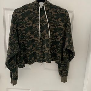 Cropped Camo Hooded Sweatshirt